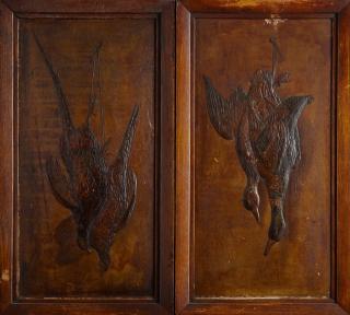 Appraisal: Pair of Relief Pressed Wood Natur Morte Panels c of