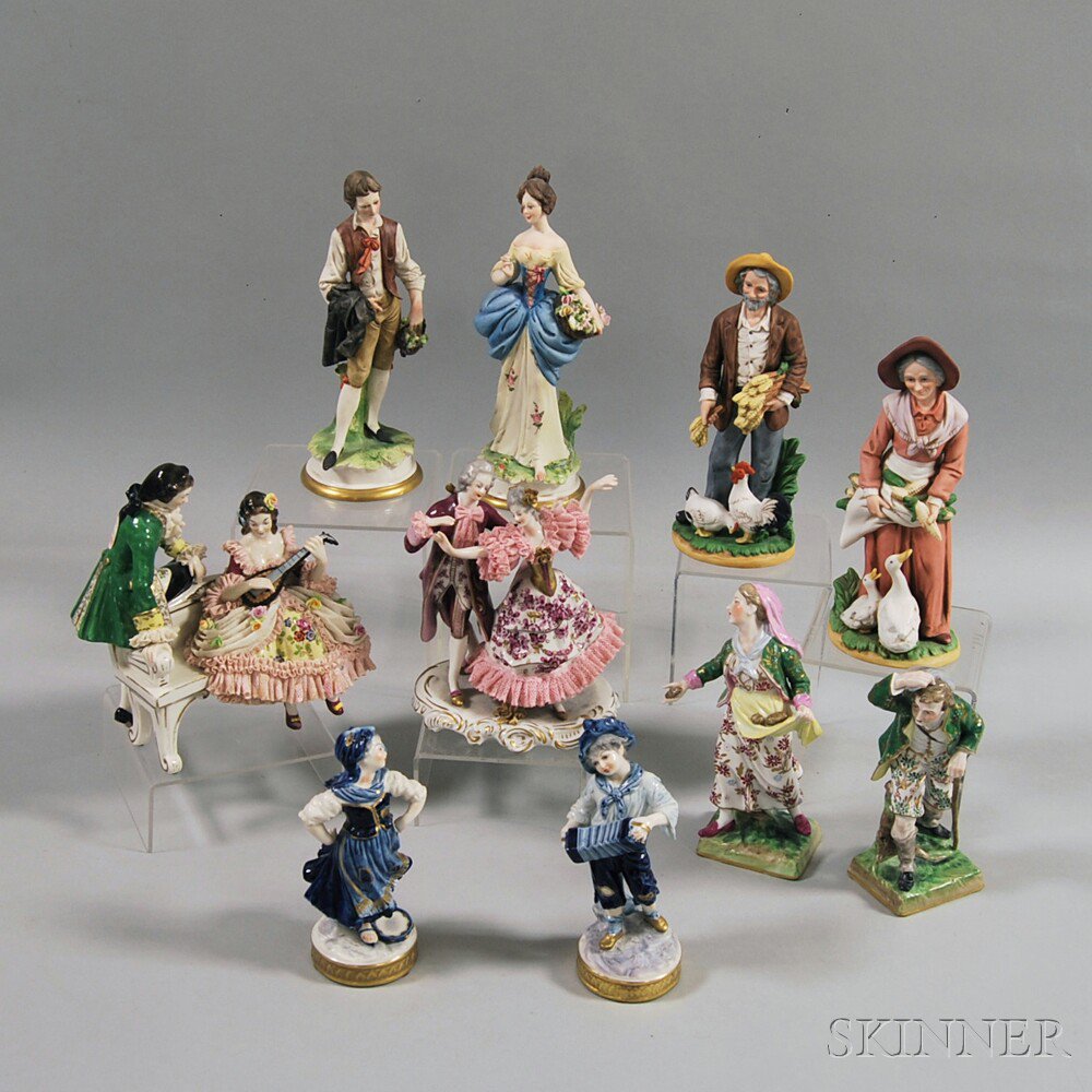 Appraisal: Ten Continental Porcelain Figures and Figural Groups th and th