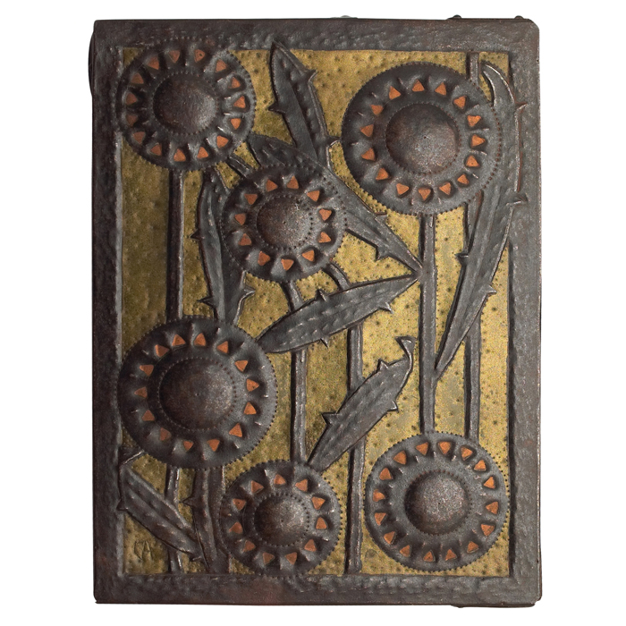 Appraisal: Alfred-Louis-Achille Daguet box hammered and tooled copper with a stylized