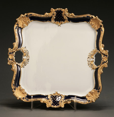 Appraisal: Meissen Parcel Gilt and Cobalt Blue Cabaret Tray Late th-Early