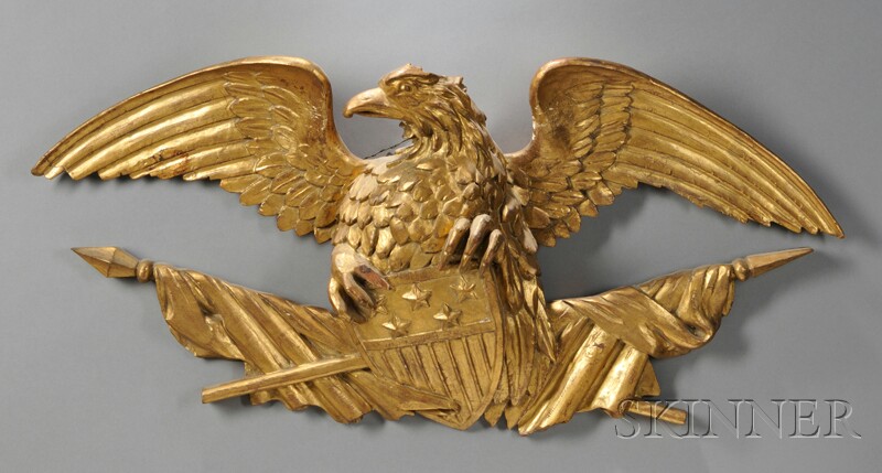 Appraisal: Gilt-gesso Carved Wood American Eagle Wall Plaque America late th