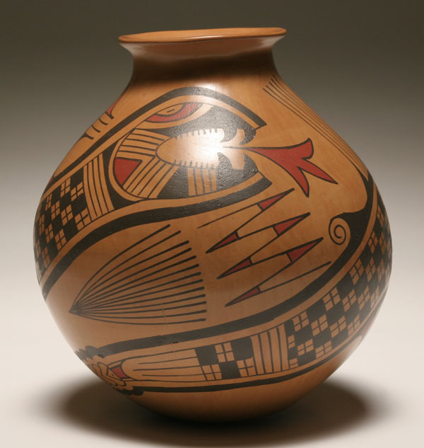 Appraisal: Large Mata Ortiz polychrome pottery olla by Jesus Pena with