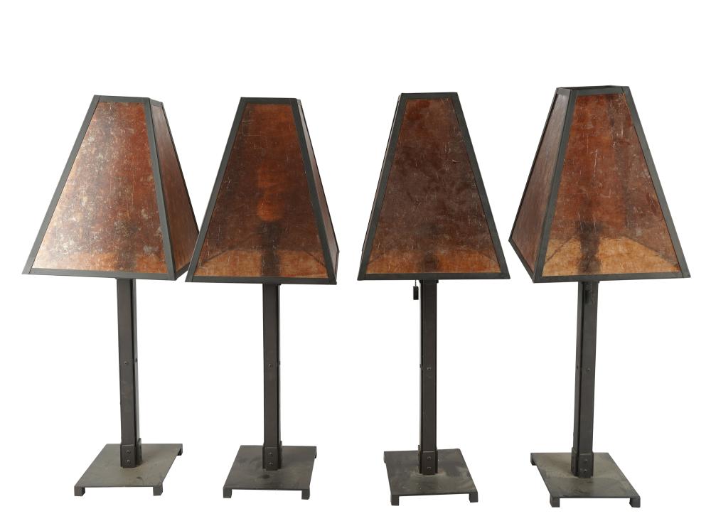 Appraisal: FOUR MICA METAL TABLE LAMPScontemporary with sticker Made in China