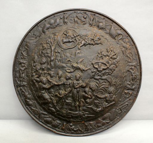 Appraisal: A cast iron plaque in the form of a shield