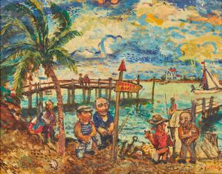 Appraisal: DAVID BURLIUK RUSSIAN - The Fishing Boat Florida oil on