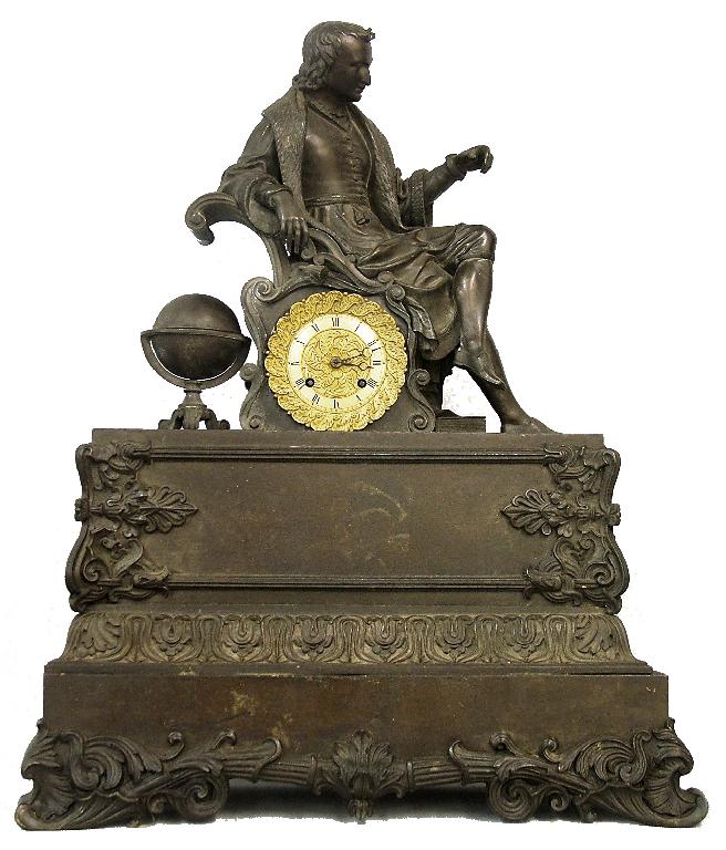 Appraisal: French figural two train mantel clock the movement with outside