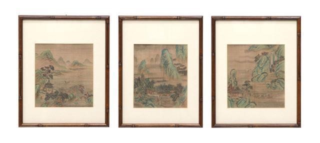 Appraisal: lot of Framed Chinese watercolor and ink paintings on silk