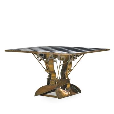 Appraisal: ARMAN - Sculptural dining table with cello motif France Bronze