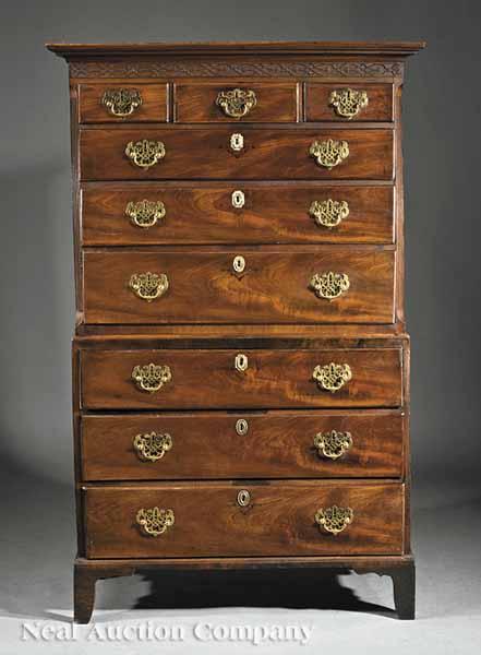 Appraisal: A George III Mahogany Chest-on-Chest late th c molded cornice