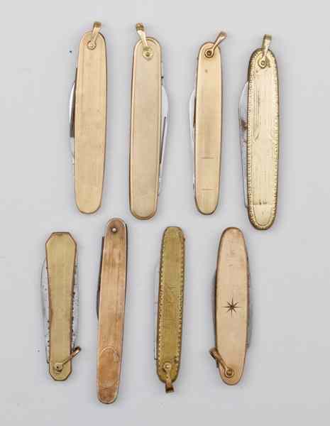 Appraisal: U S Gold Gentleman's Pocket Knives Lot of Eight Lot