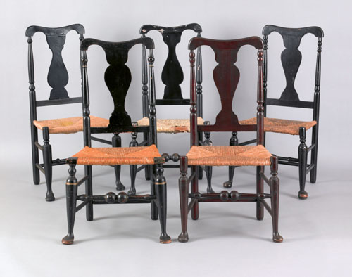 Appraisal: Assembled set of New England Queen Anne dining chairs mid