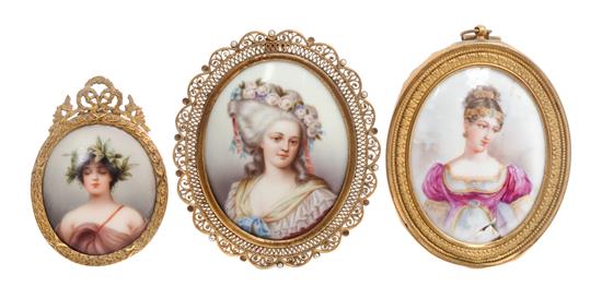 Appraisal: Sale Lot Three Continental Porcelain Plaques each depicting a maiden