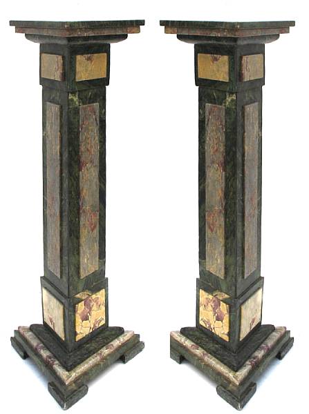 Appraisal: A pair of Art Deco style marble veneer columns height