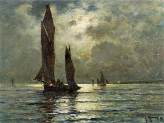 Appraisal: MARONIEZ GEORGES Douai - Paris Sailling boats on the open