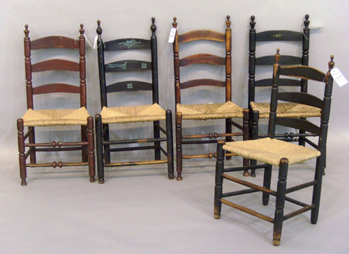 Appraisal: Five Bergen Co New Jersey ladderback side chairs th th