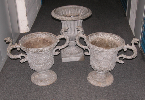 Appraisal: Three Composition Classical Style Planters th century Unknown x inches