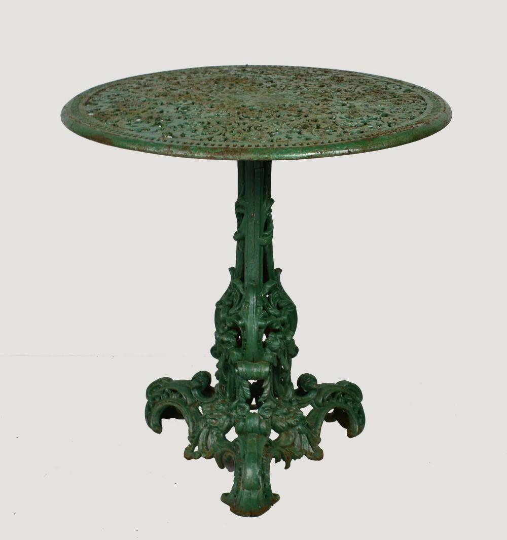 Appraisal: VICTORIAN GREEN PAINTED CAST IRON CIRCULAR TABLEEnglish American Circa The