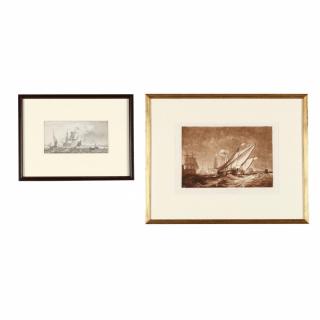 Appraisal: Two Antique Prints Picturing Sailing Vessels the first J W