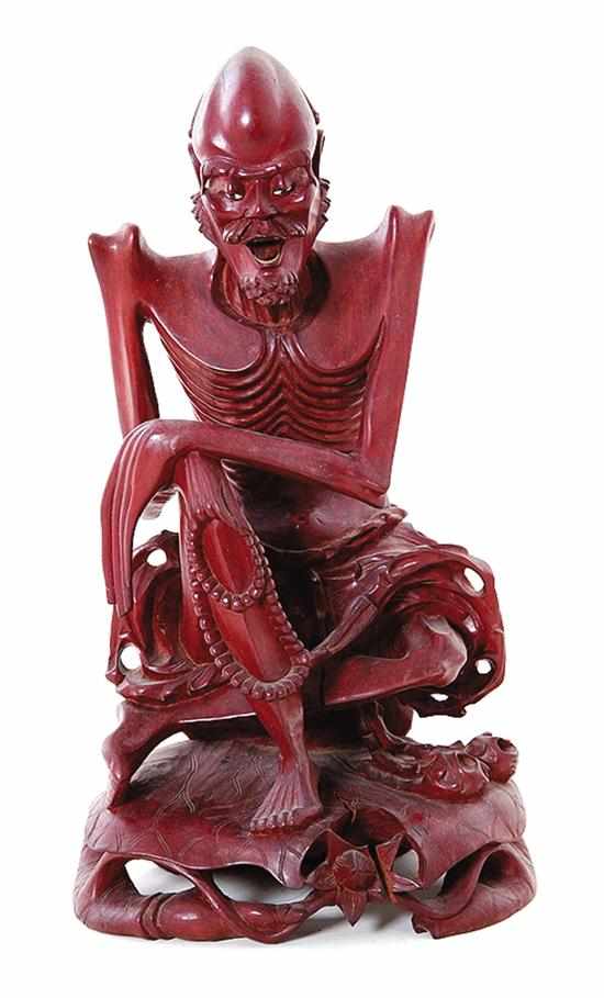 Appraisal: Large Asian carved rosewood figure of lohan early mid th