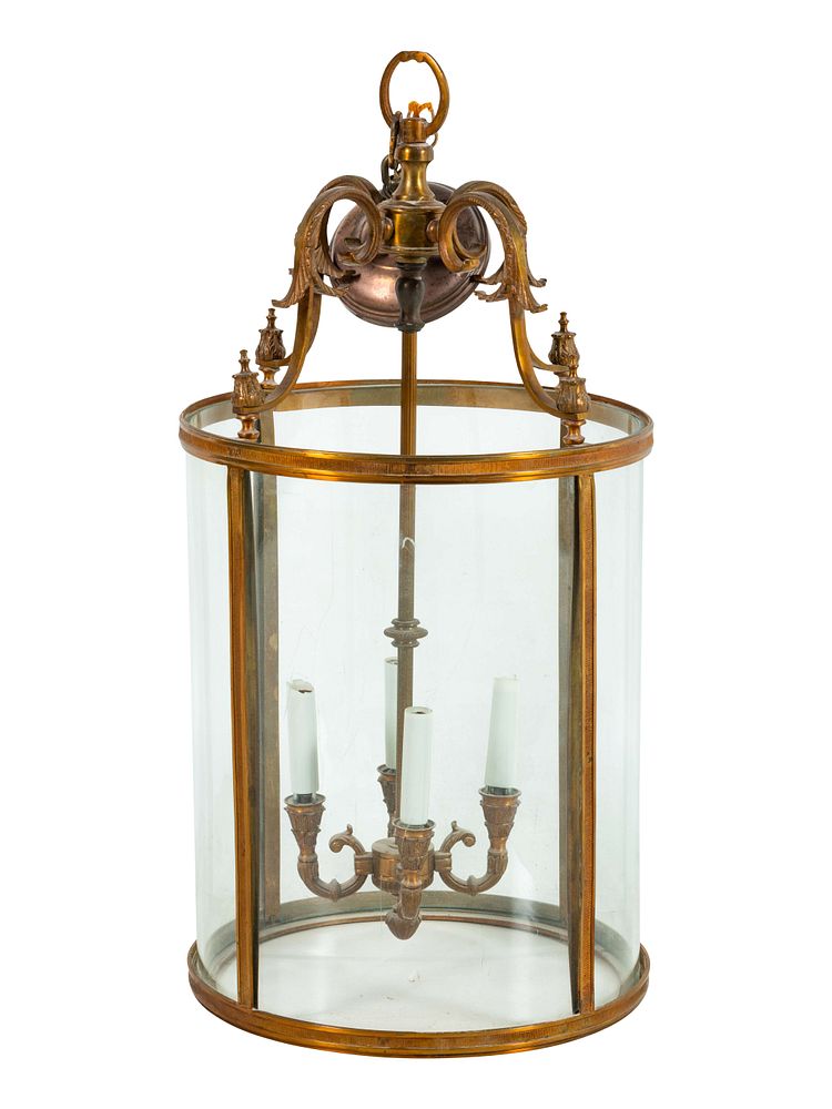 Appraisal: A Continental Brass Hall Lantern A Continental Brass Hall Lantern