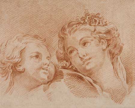 Appraisal: FRENCH SCHOOL th-century Allegory of Love Red chalk on cream