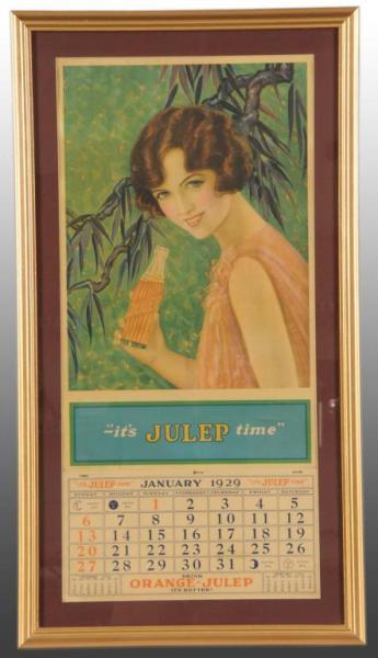 Appraisal: Orange Julep Calendar Description Framed under glass Stunning artwork A