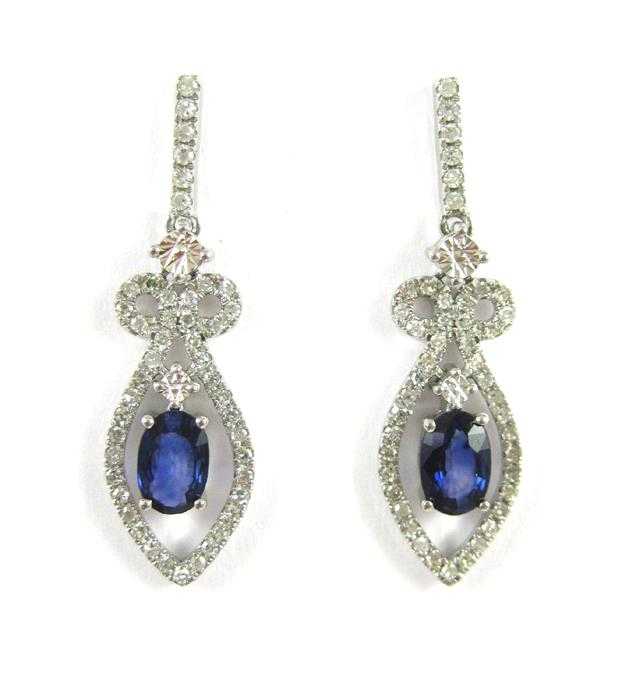 Appraisal: PAIR OF SAPPHIRE AND DIAMOND EARRINGS each k white gold