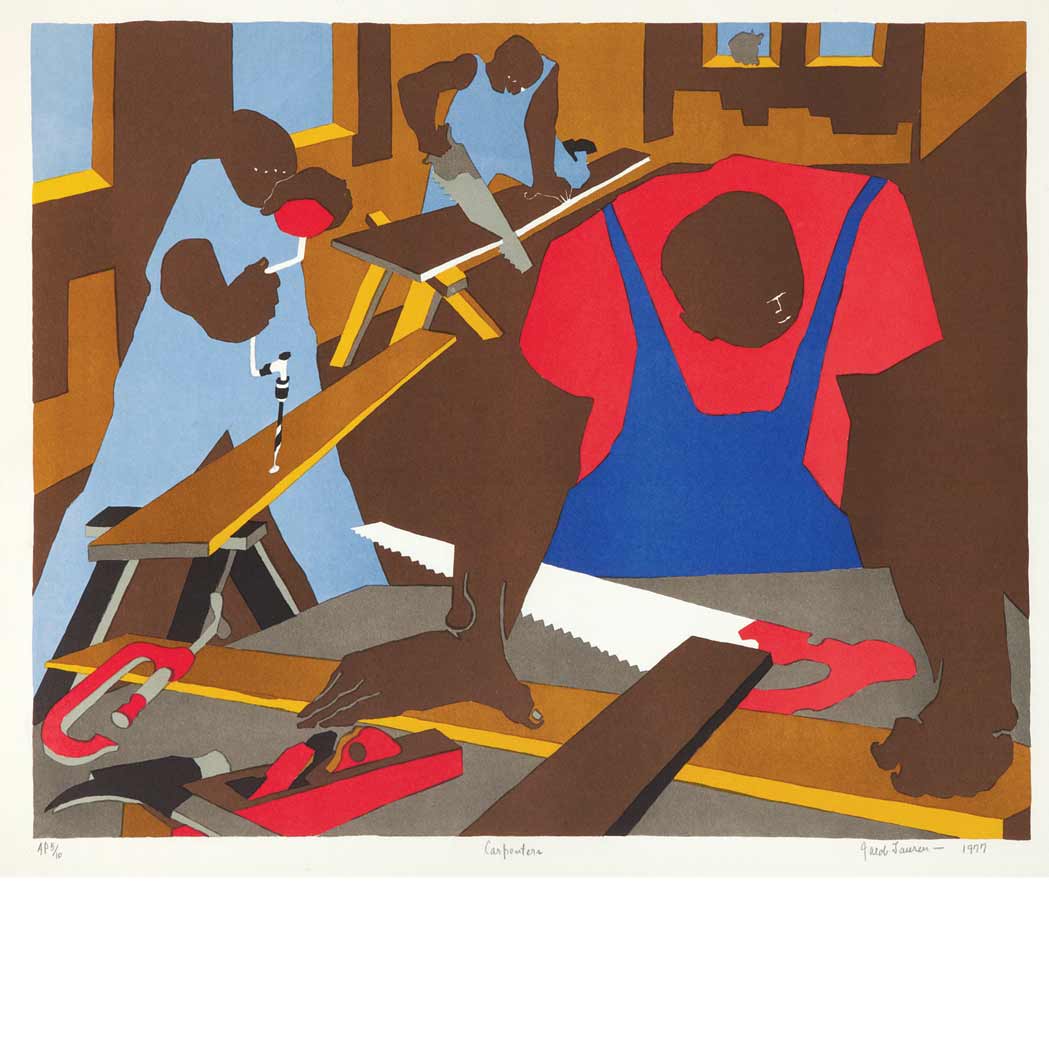 Appraisal: Jacob Lawrence - CARPENTERS NESBETT L - Color offset lithograph