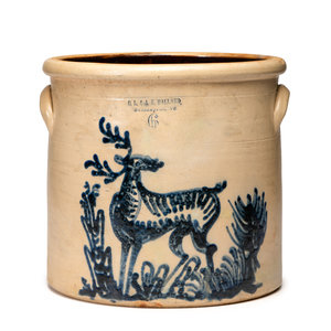 Appraisal: An Orrin Alfred Ballard -Gallon Stoneware Crock with Cobalt Deer