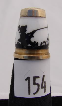 Appraisal: German enamel boy fishing thimble