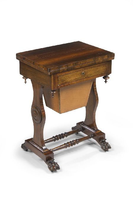 Appraisal: A William IV rosewood games work table circa the rectangular