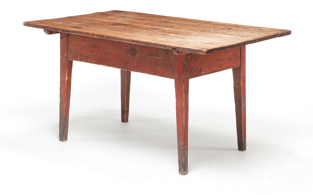 Appraisal: AMERICAN PINTOP WORK TABLE Second quarter th century pine Two-board