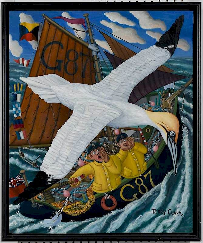 Appraisal: Terry Clark American born Albatross oil on panel - x