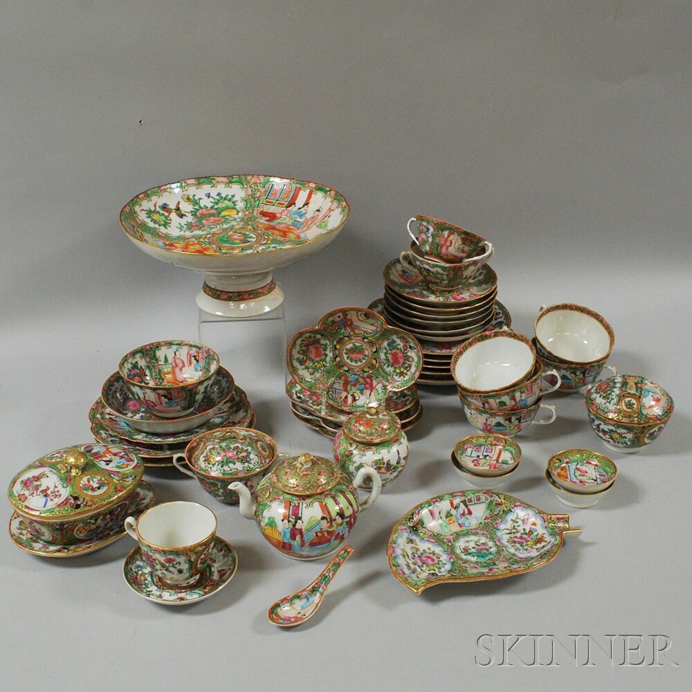 Appraisal: Approximately Forty-two Pieces of Mostly Rose Medallion Porcelain including a