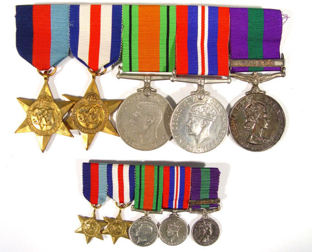 Appraisal: World War II military medal group and matching dress medals