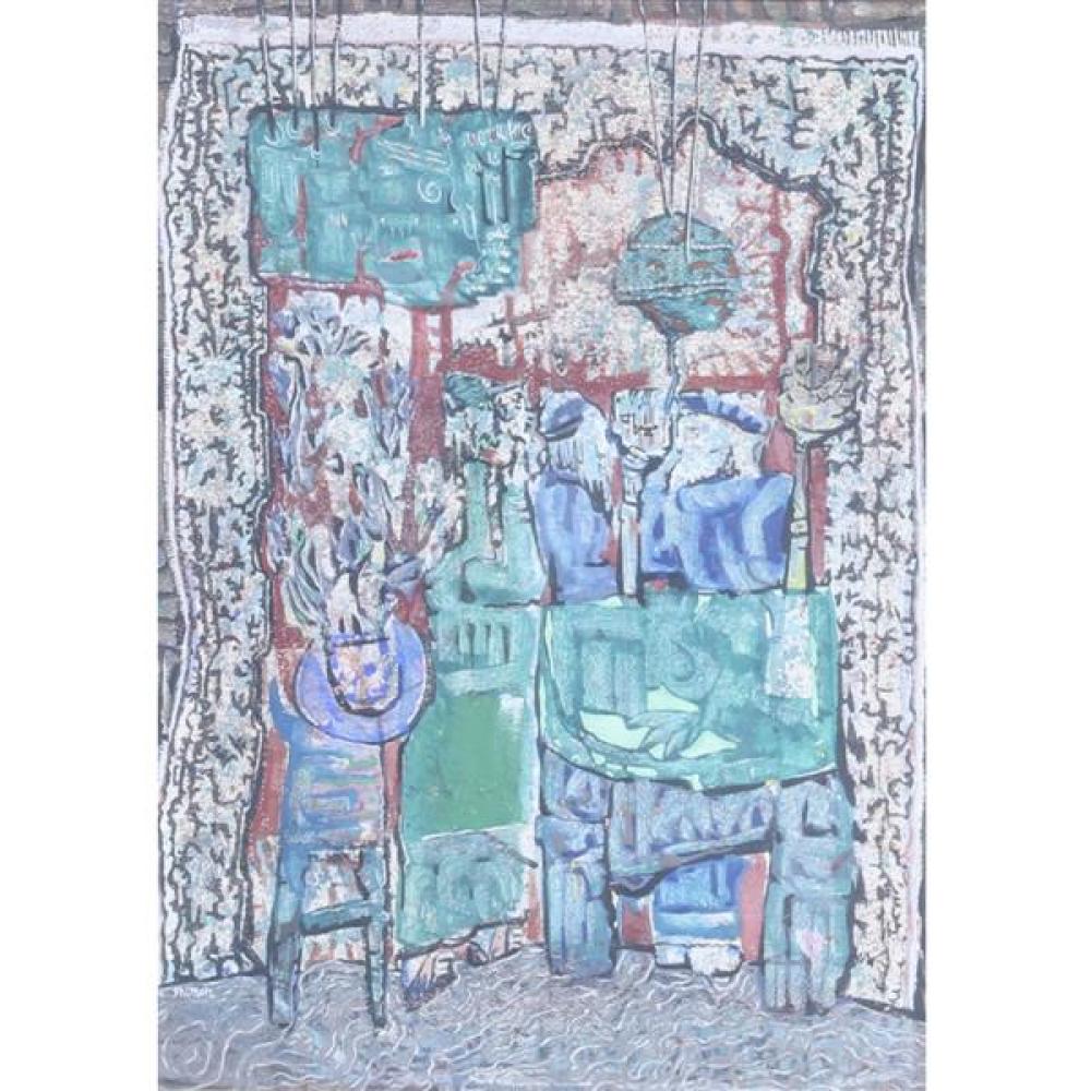 Appraisal: PAUL SHIMON NEW YORK - JUDAICA FIGURAL SCENE MIXED MEDIA