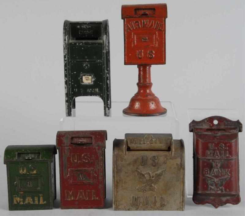 Appraisal: Lot of Cast Iron Mailbox Still Banks Condition Good -