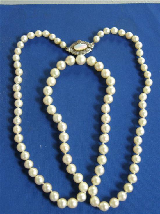 Appraisal: Single strand opera length mm - mm cultured pearl necklace