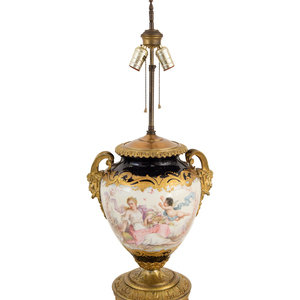 Appraisal: A Gilt Metal and S vres Style Porcelain Urn Mounted