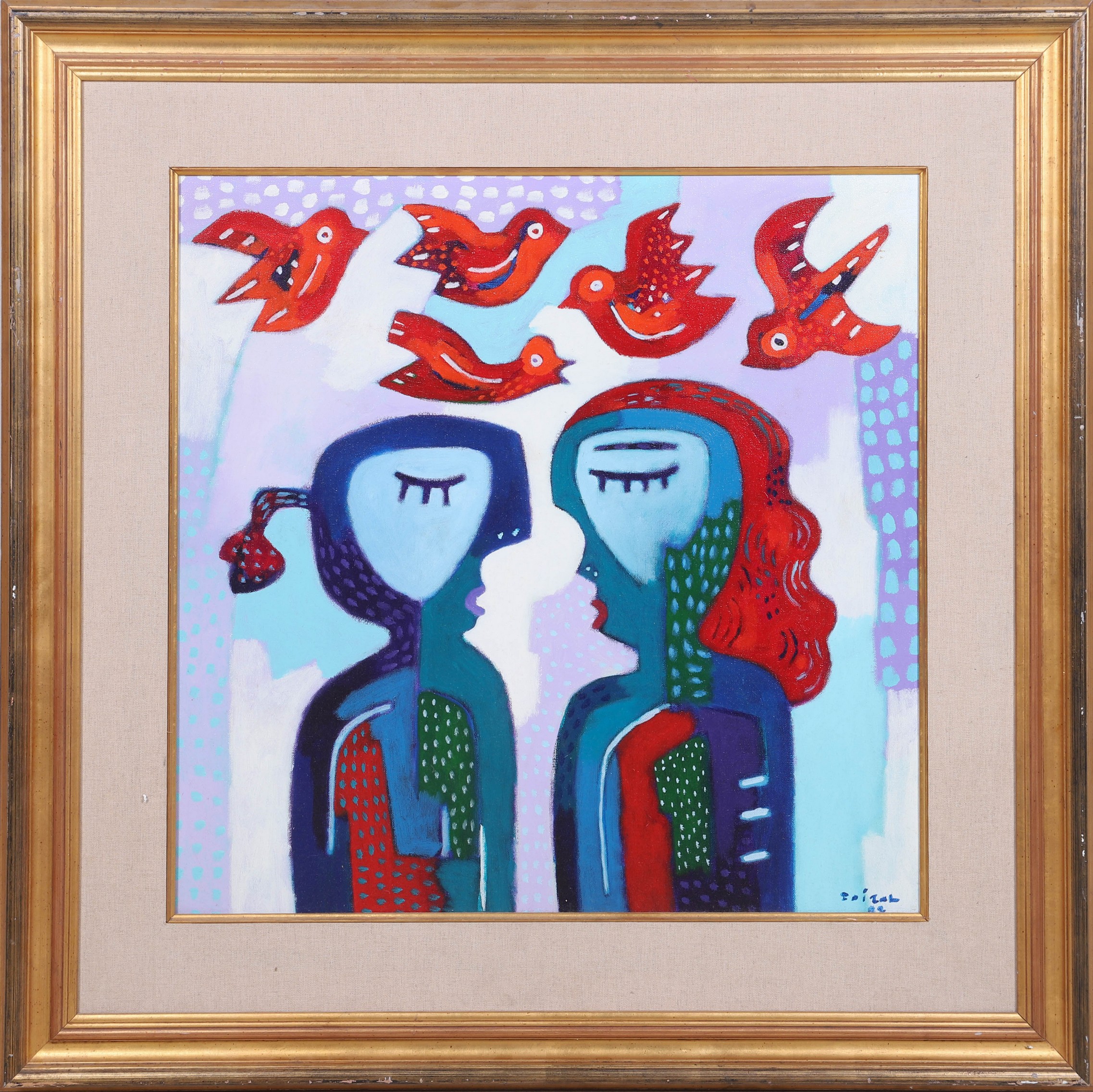 Appraisal: Faizal Indonesian b Contemporary Painting Even the Birds Look Happy