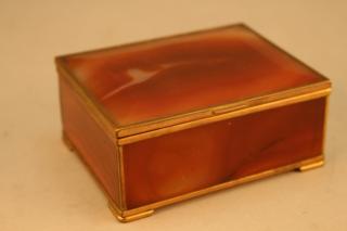 Appraisal: th C Amber Jewelry Box w Bronze Mounts Size x