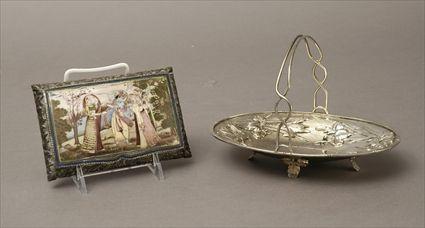 Appraisal: Continental Silver Basket Together with an Indian silverplate box with