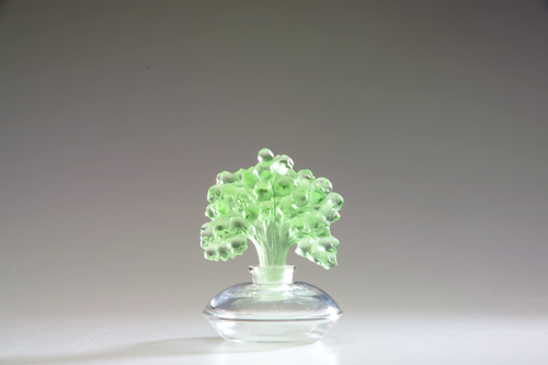 Appraisal: IRICE Perfume bottle in clear and green crystal s Slight