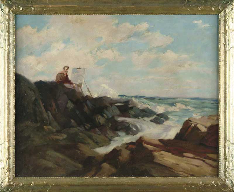 Appraisal: ALPHONSE JOSEPH SHELTON American - MARINE Oil on canvas scene