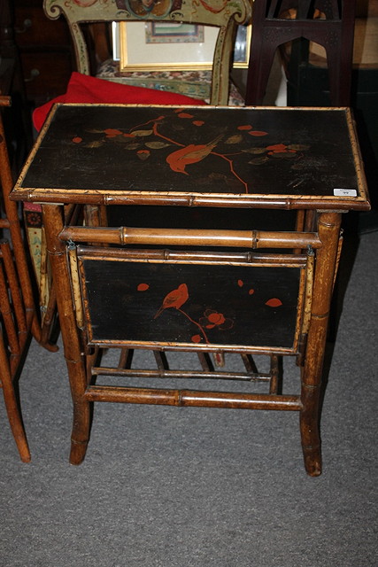 Appraisal: AN EDWARDIAN BAMBOO CONSERVATORY TABLE with lacquer decoration and drop