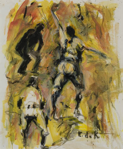 Appraisal: ELAINE DE KOONING The Baseball Catch Watercolor on wove paper