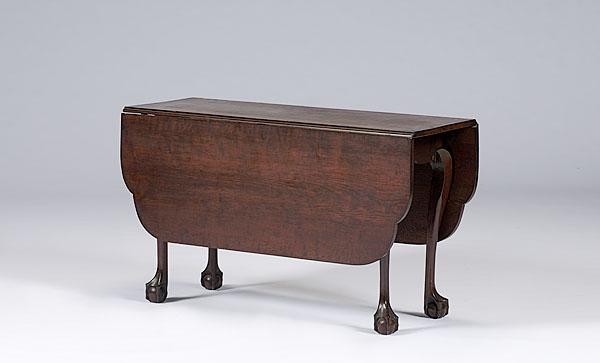 Appraisal: CHIPPENDALE DROP-LEAF TABLE English ca - in walnut with oak