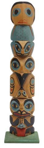 Appraisal: Pacific Northwest Coast carved and polychrome painted wood totem pole