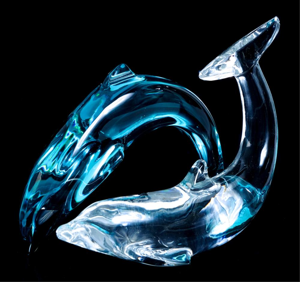 Appraisal: TWO BACCARAT CRYSTAL DOLPHIN FIGURINESTwo Baccarat Crystal Dolphin figurine or