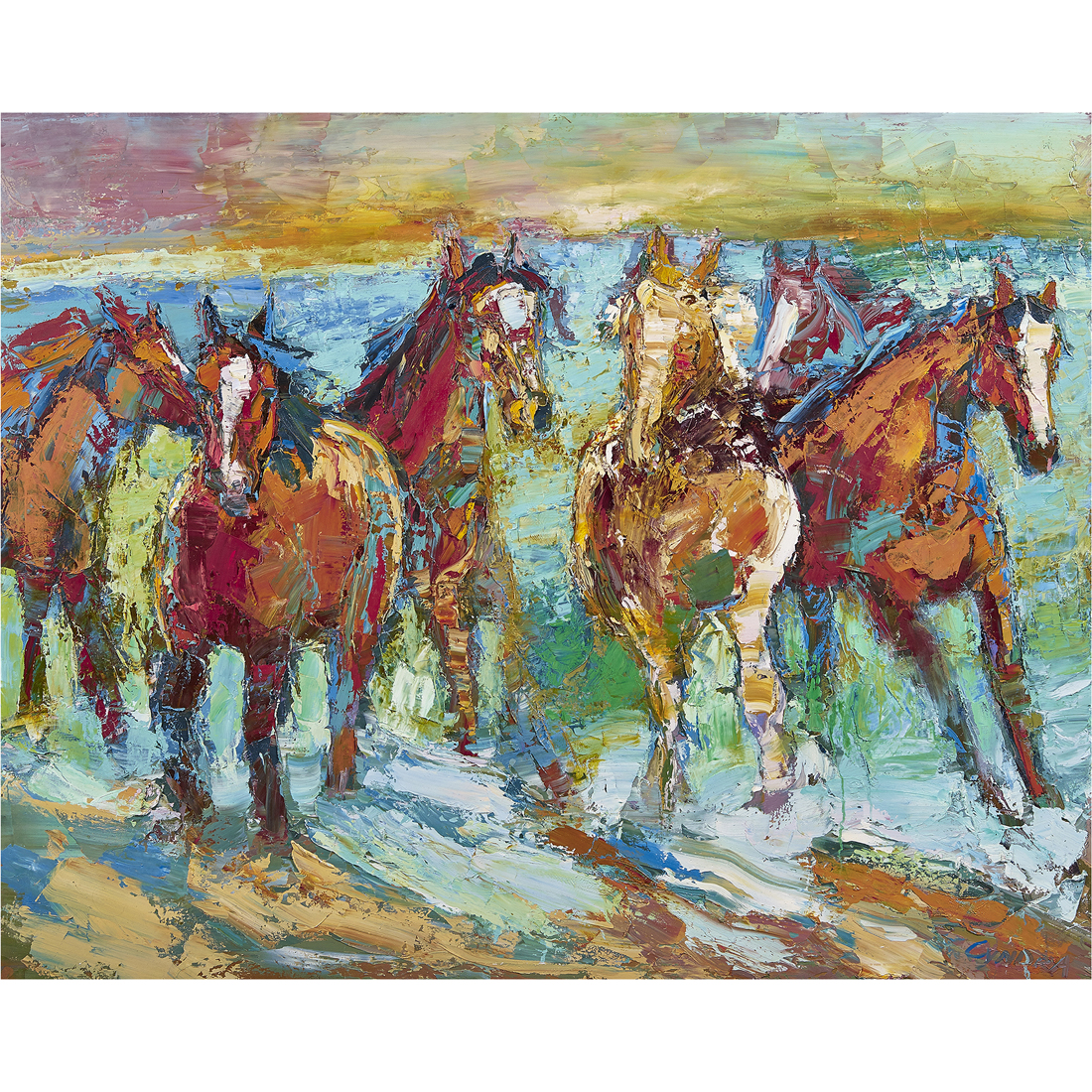 Appraisal: PAINTING AMERICAN SCHOOL Cyndra Bradford American th century Horse Race